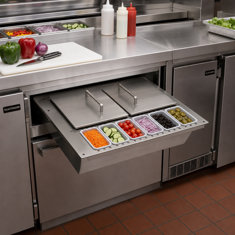Product image #2 for Glastender Full-Size Low Profile Side-Serviced Condiment Drawer Insert for 20-Inch Door Opening, 15 Cups