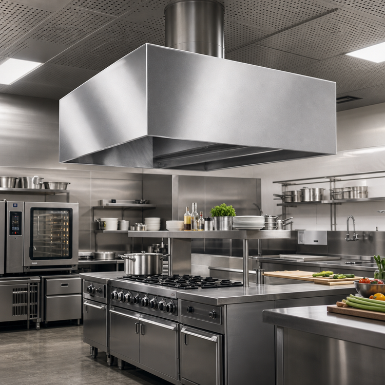 Product image #2 for SpecAir 42 Inch Square Condensate Hood with Exhaust Duct, 304 Stainless Steel, Ceiling Mount