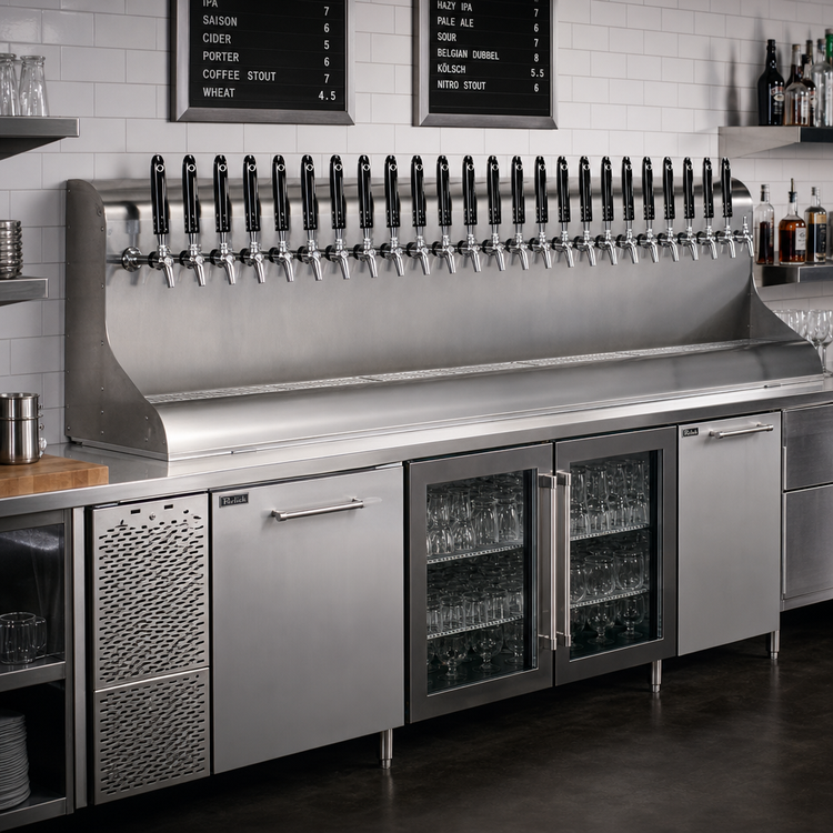 Product image #2 for Perlick 4076BK29 Modular Wall-Mount Draft Beer Dispensing Tower, 29 Faucets, Glycol-Cooled, Back Lead