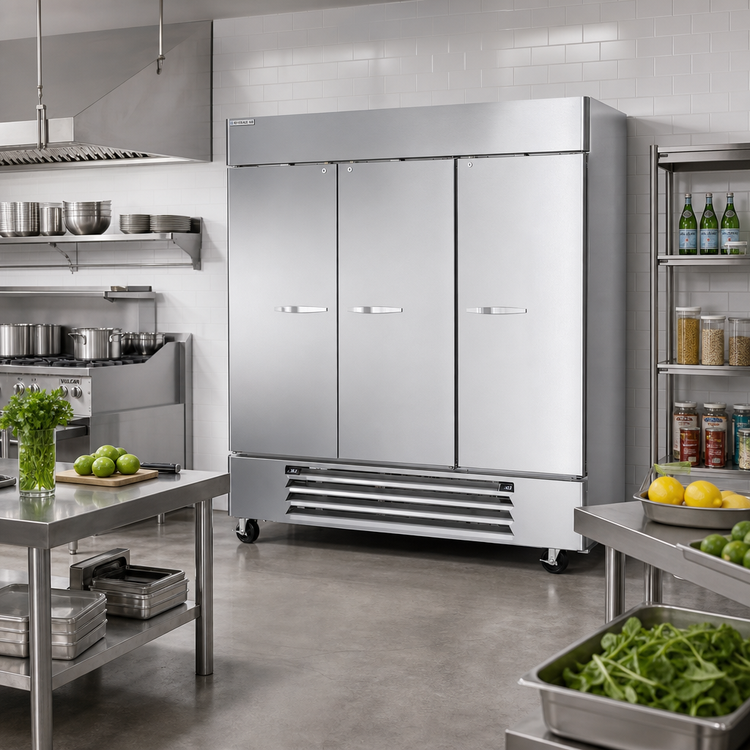 Product image #3 for Beverage-Air Horizon Series Three-Section Dual-Temperature Reach-In Refrigerator/Freezer
