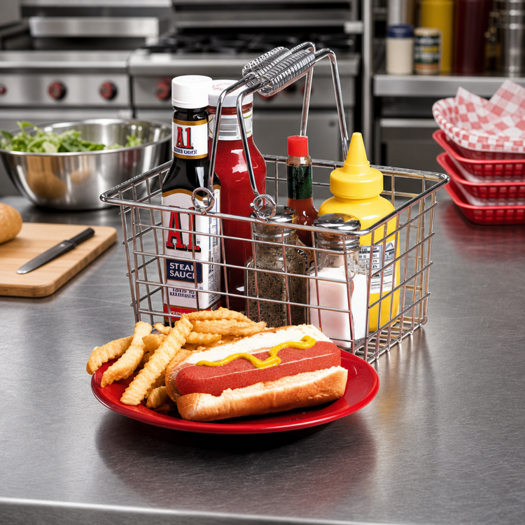 Product image #2 for American Metalcraft Rectangular Chrome Wire Serving Basket with Double Handles, 9 x 7 x 5 Inches