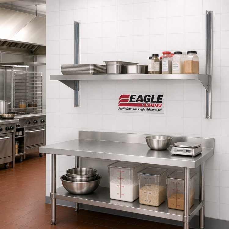 Product image #2 for Eagle Group 24-Inch Stainless Steel Wall-Mounted Cantilever Shelving Standard Upright