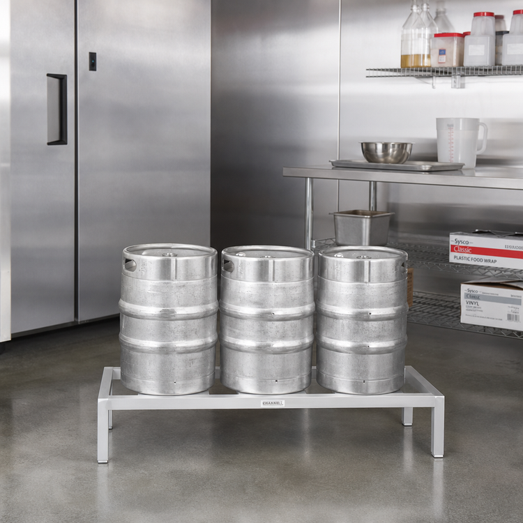 Product image #2 for Channel Manufacturing KDR148 All-Welded Aluminum Keg Dunnage Rack, 48 x 18 x 12 Inches, 3 Keg Capacity