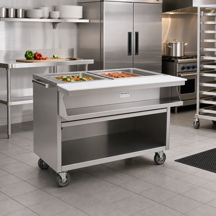Product image #2 for Spec-Master Mobile Sealed-Well Electric Hot Food Table, 2 Wells, 208V, 33 Inch W x 32-1/4 Inch D