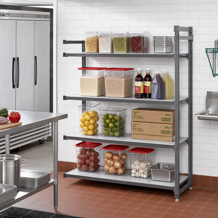 Product image #2 for Cambro Camshelving Basics Plus 4-Tier Solid Add-On Composite Shelving Unit, 18" Deep x 60" Wide x 72" High