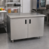 Thumbnail image #2 for Advance Tabco Special Value Economy Enclosed Work Table with Cabinet Base, Mid-Shelf and Hinged Doors, 72 x 30 Inch, 16 Gauge 304 Stainless Steel Top