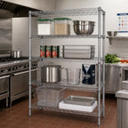 Thumbnail image #2 for Quantum WR54-2448S 304 Stainless Steel Wire Shelving Starter Kit, 4-Shelf, Stationary, 48"W x 24"D x 54"H