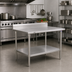 Thumbnail image #2 for John Boos Stallion 72 in. W x 36 in. D 16-Gauge 300-Series Stainless Steel Top Work Table with 5 in. Backsplash and Adjustable Undershelf