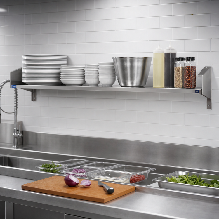 Product image #2 for Duke 53-Inch x 7-Inch Stainless Steel Dish Shelf with Fixed Brackets