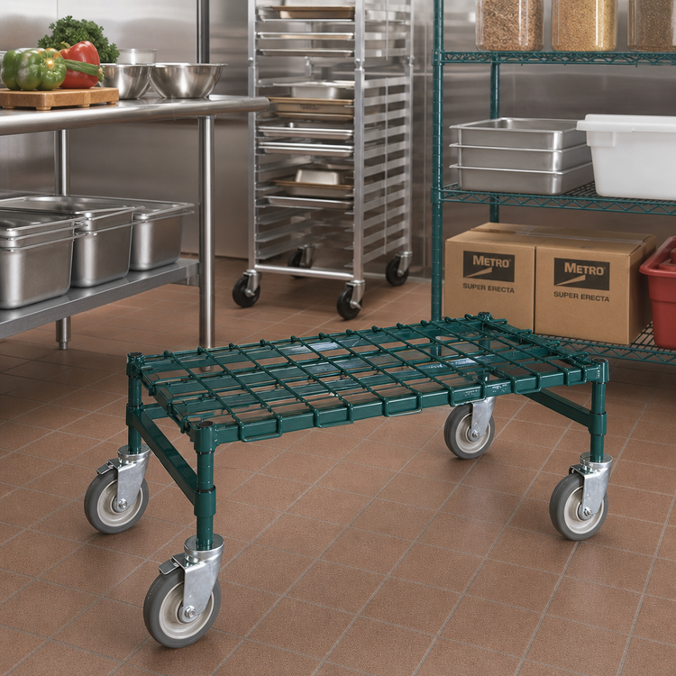 Product image #2 for Metro Super Erecta Mobile Wire Dunnage Rack, 24 x 36 Inches, 800 lb. Capacity, Green Metroseal 3 Epoxy-Coated Finish