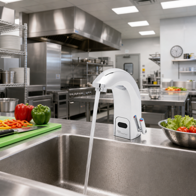 Product image #2 for ChekPoint Above Deck Electronic Touchless Faucet with 5-Inch Integral Spout and Thermostatic Mixing Valve