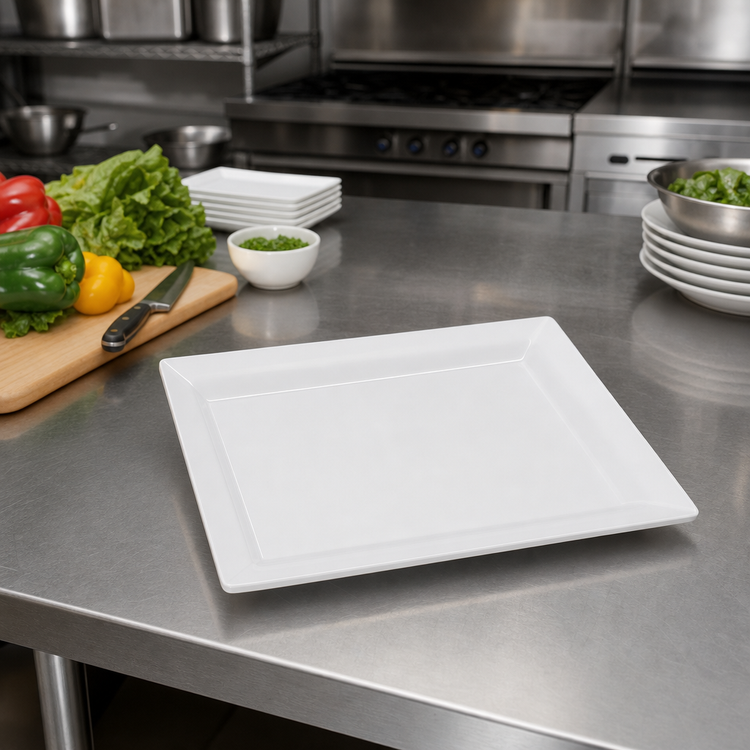 Product image #2 for American Metalcraft 13-Inch Rectangular Melamine Platter, White