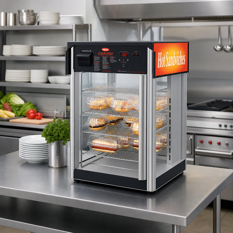 Product image #2 for Hatco Flav-R-Fresh Countertop Hot Food Holding & Display Cabinet, 1 Door, 4-Shelf Rack, 120V