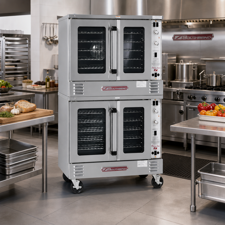 Product image #2 for Southbend Platinum Full-Size Double Deck Gas Convection Oven, Standard Depth, Solid State Controls, Dependent Glass Doors, 50,000 BTU Per Deck