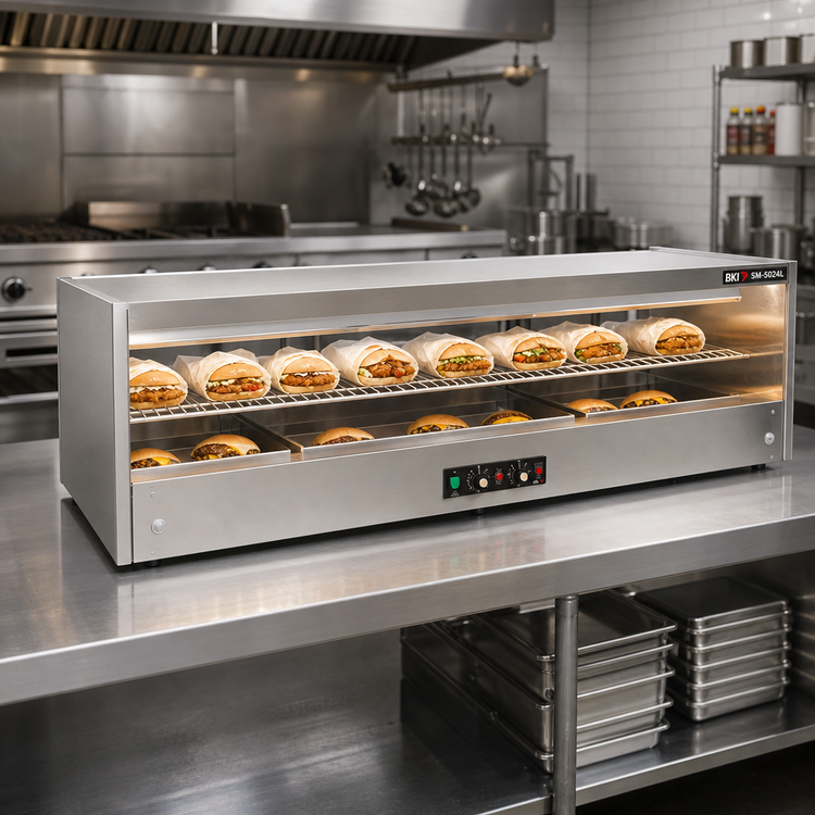Product image #2 for BKI SM-5024L 50" Countertop Hot Food Display Sandwich Warmer with 1 Slanted Wire Shelf
