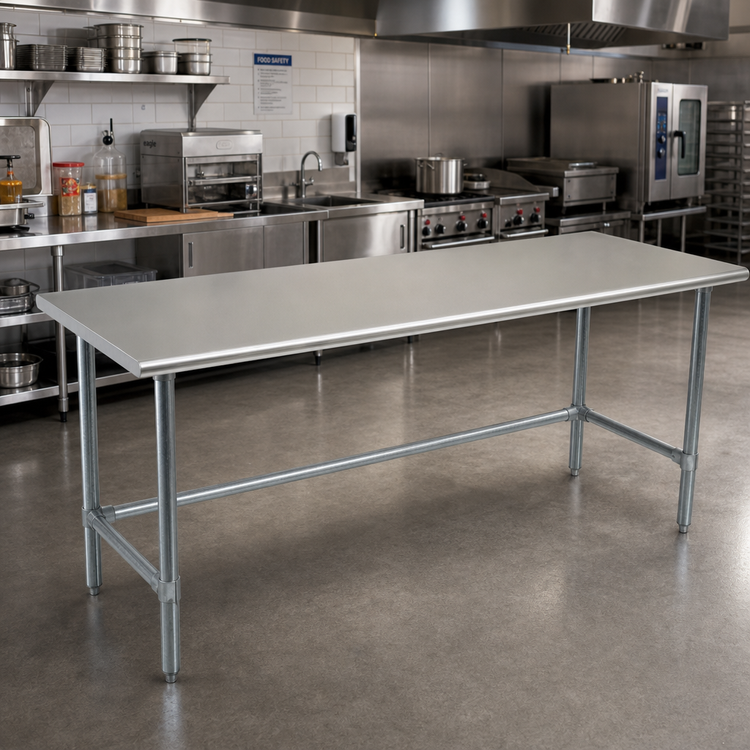 Product image #2 for Eagle Deluxe Series 108-Inch x 36-Inch Flat Top Stainless Steel Work Table with Galvanized Tubular Base