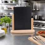 Thumbnail image #2 for American Metalcraft Securit ELEBLA Double-Sided Natural Wood Tabletop Menu Card Holder with Removable Blackboard, 9 x 12 Inches Case of 6