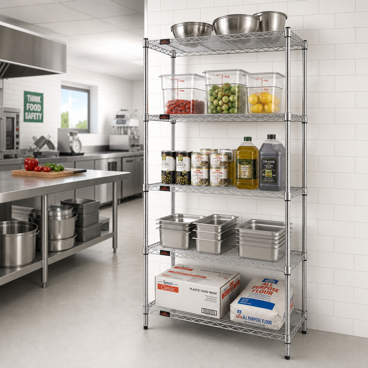Product image #2 for Eagle Group 5-Tier Chrome-Plated Wire Shelving Starter Unit, 30W x 18D x 86H