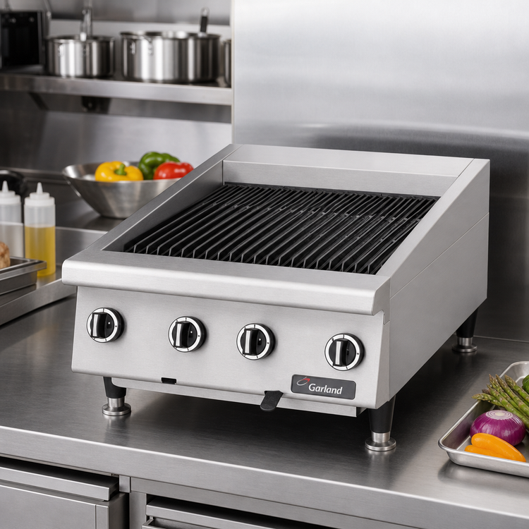 Product image #2 for Garland Signature Heavy-Duty 24-Inch Countertop Gas Radiant Charbroiler with Adjustable Cast Iron Grates