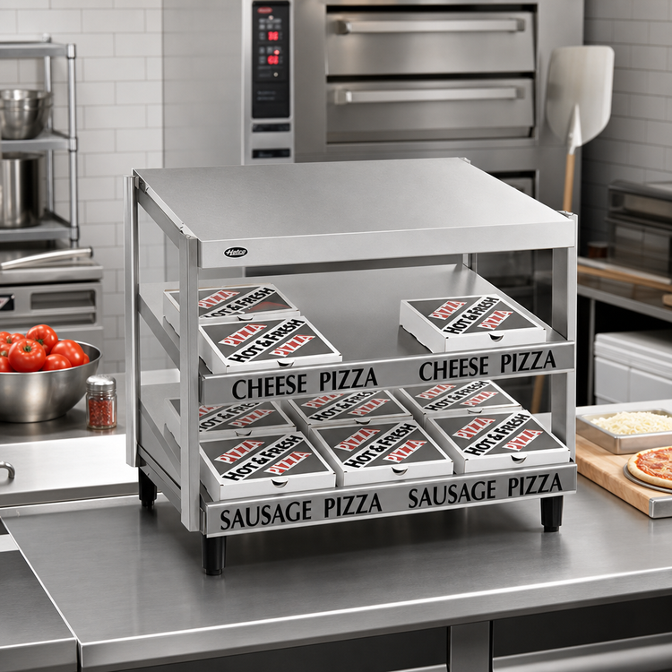 Product image #2 for Hatco Glo-Ray Countertop Pass-Thru Pizza Warmer with Double Slant Shelves, 36 Inch x 24 Inch Deep