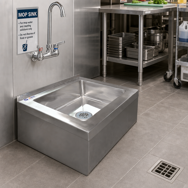 Product image #2 for Stainless Steel Floor-Mount Mop Sink with 20 x 16 x 6 Inch Bowl and Drain Basket
