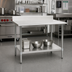 Thumbnail image #2 for Deluxe Series 48 x 36 Inch 16-Gauge 300 Series Stainless Steel Work Table with 4-1/2 Inch Backsplash and Undershelf