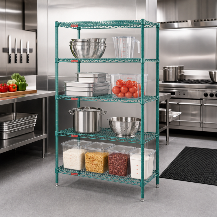 Product image #2 for EagleGard 4-Tier Stationary Wire Starter Shelving Unit, 36W x 24D x 74H, EAGLEgard Hybrid Epoxy Finish