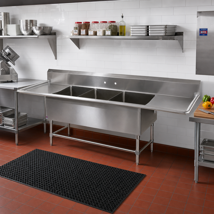 Product image #2 for John Boos Pro-Bowl Floor Model 3-Compartment Sink with Dual 30-Inch Drainboards, 16-Gauge Stainless Steel