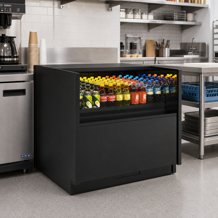 Product image #2 for Oasis Refrigerated Self-Service Under-Counter Display Case, 71-5/8 Inch Wide, Self-Contained R290, Black