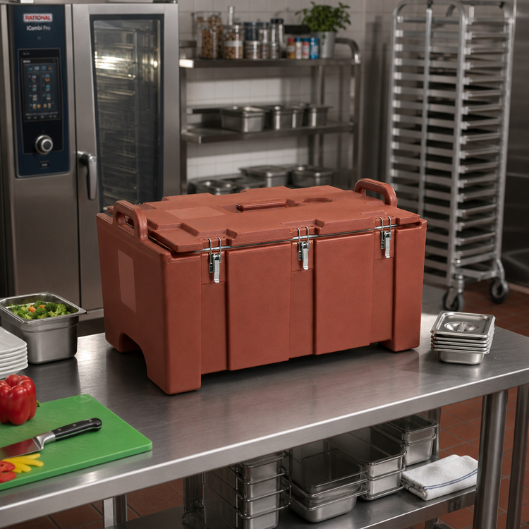 Product image #3 for Cambro 100MPC Camcarrier Top-Loading Insulated GN Food Pan Carrier, 40 Qt., Brick Red