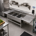 Thumbnail image #2 for John Boos Pro-Bowl 3-Compartment Sink with Left & Right Drainboards, 123-1/4 in. x 29-1/2 in., 14-Gauge Stainless Steel