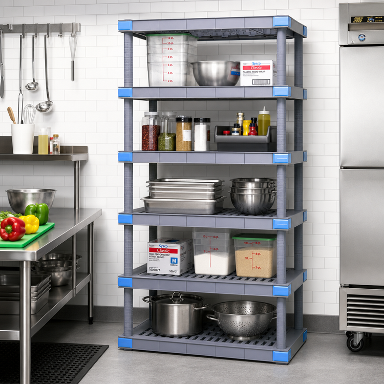 Product image #2 for Quantum Millenia 5-Shelf Polymer Shelving Starter Unit, 42 x 18 x 86 Inches
