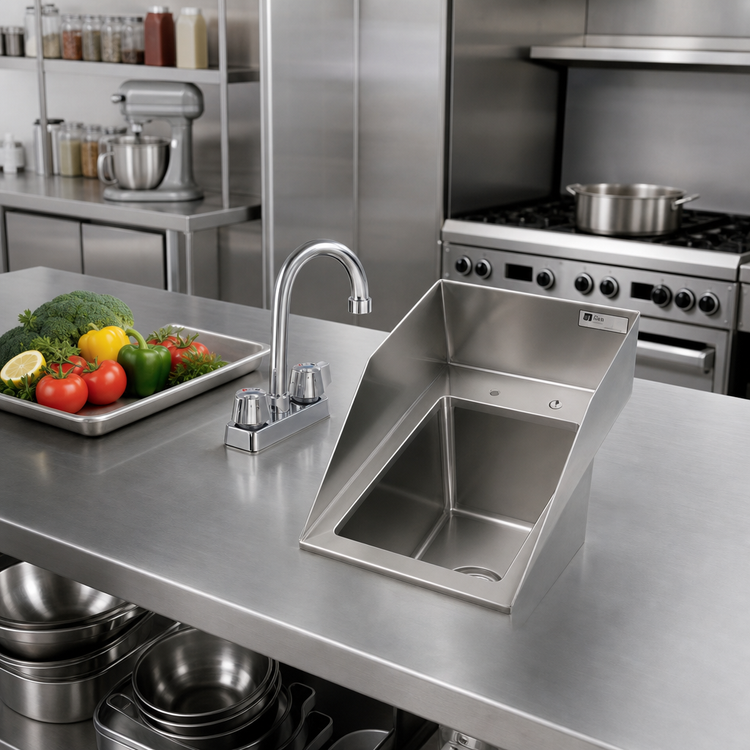 Product image #2 for John Boos Pro-Bowl Drop-In Hand Sink with Economy Gooseneck Faucet, 1-Compartment, 10 x 14 x 10 Inch Bowl, Stainless Steel