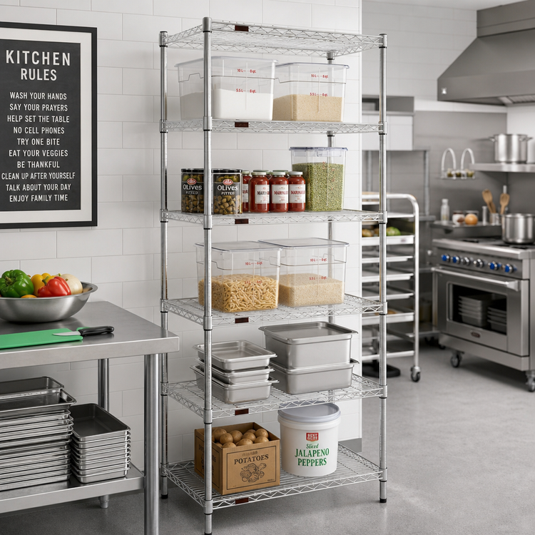 Product image #2 for EAGLEbrite 5-Tier Stationary Starter Wire Shelving Unit, 24 x 18 x 86 Inches, Zinc Finish