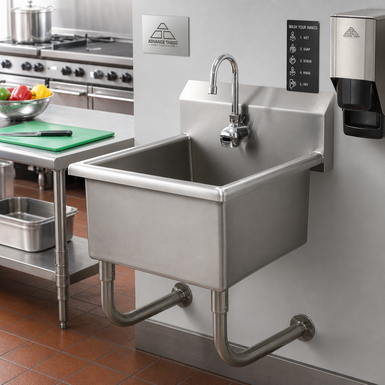 Product image #2 for Advance Tabco Wall Mounted Stainless Steel Service Sink with Electronic Faucet and 12-Inch Deep Bowl