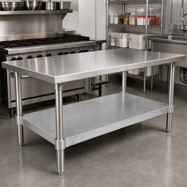 Product image #2 for BK Resources Galvanized Steel Undershelf for 48 x 36-Inch Work Tables