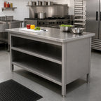 Thumbnail image #2 for John Boos EBOS6-3048 48 x 30 in Stainless Steel Open-Front Enclosed-Base Work Table with Undershelf, 16-Gauge 300 Series Top