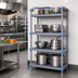 Thumbnail image #2 for Millenia 36-Inch W x 21-Inch D x 62-Inch H Polymer Stationary Starter Shelving Unit with 4 Open Grid Shelves