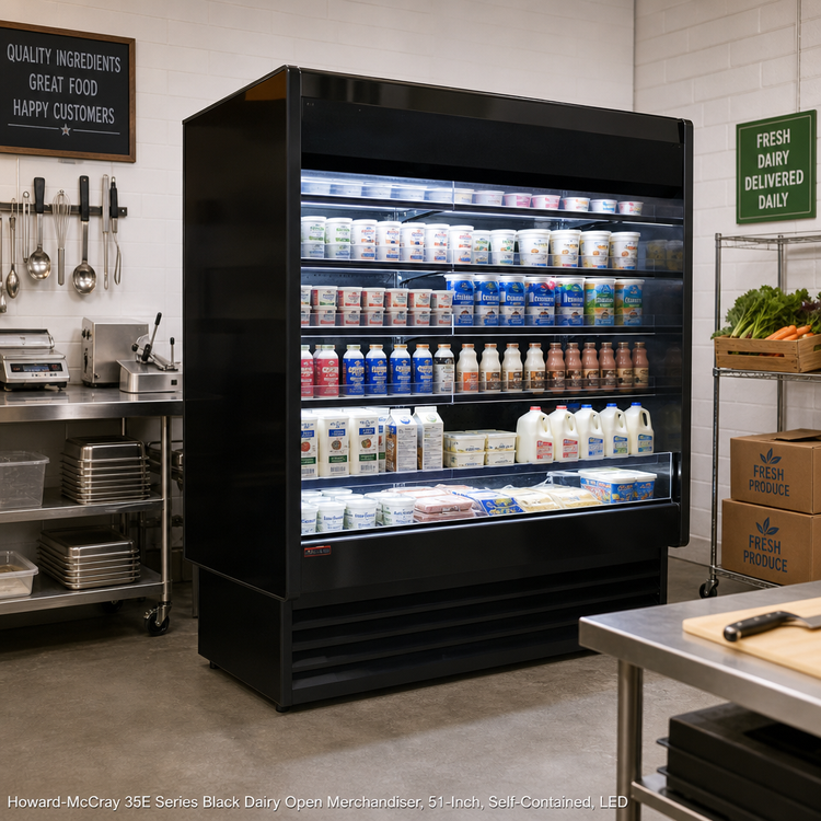 Product image #2 for Howard-McCray 35E Series Black Dairy Open Merchandiser, 51-Inch, Self-Contained, LED