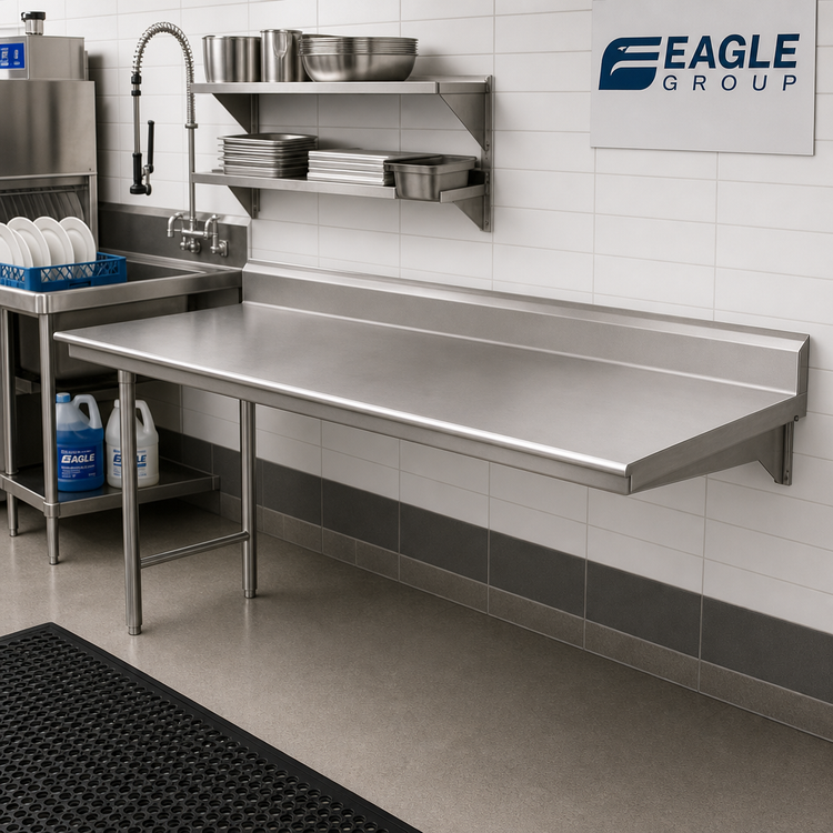 Product image #2 for Eagle Group Straight Clean Dish Table, 72 x 30 Inch, Left-to-Right, 16/304 Stainless Steel Top