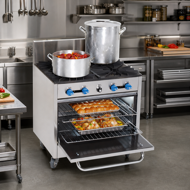 Product image #2 for Comstock-Castle FK430 36-Inch Heavy Duty Gas Range with 4 Open Burners and Standard Oven