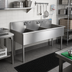 Thumbnail image #2 for BK Resources Budget 3-Compartment Stainless Steel Sink with 24 x 24 x 12 Inch Bowls, 8 Inch Backsplash, and Legs