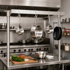 Thumbnail image #2 for BK Resources APU-60 60-Inch Adjustable Table-Mount Stainless Steel Single-Bar Pot Rack with 10 Double-Prong Hooks