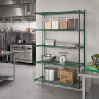 Thumbnail image #2 for Eagle Group Valu-Gard A4-74-2448VG 4-Tier Add-On Wire Shelving Unit, 48 x 24 x 74 Inches, Green Epoxy