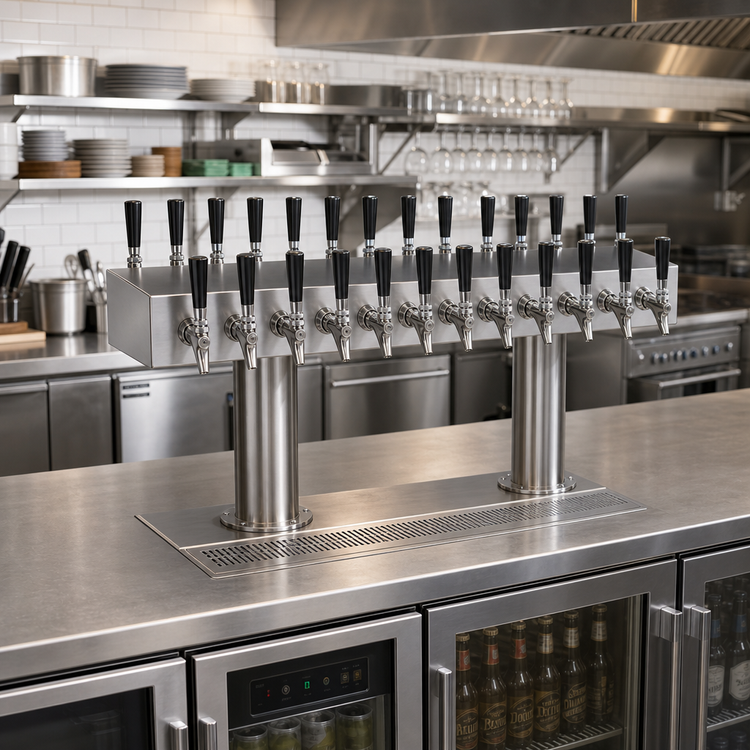 Product image #2 for Krowne Double-Sided Glycol-Cooled T-Head Beer Tower, 22 Faucet Capacity