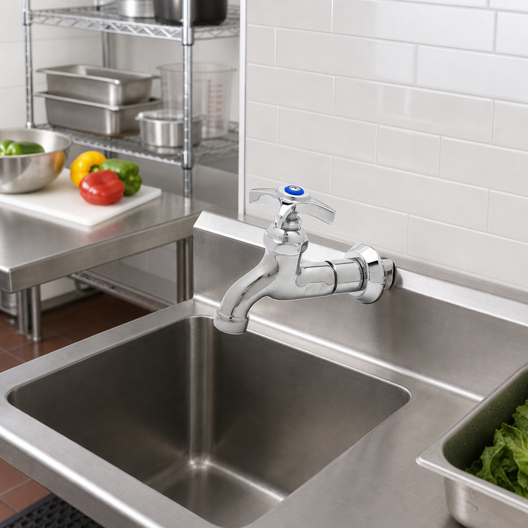 Product image #2 for T&S Brass Heavy Duty Single Sink Faucet with 1/2 Inch IPS Male Inlet and Adjustable Flange