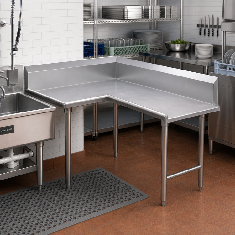 Product image #2 for John Boos Pro-Bowl Corner L-Shaped Clean Dishtable, 60" x 48", Right-to-Left