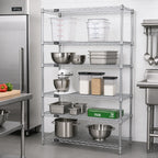 Thumbnail image #2 for Quantum WR54-1272C-5 Stationary Wire Shelving Starter Unit, 72 x 12 x 54 Inches, 5 Shelves, Chrome Finish