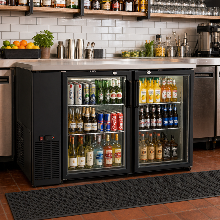 Product image #2 for BlendPort® Three-Section Reach-In Refrigerated Back Bar Cooler with Glass Doors, 90-3/8-Inch, Self-Contained