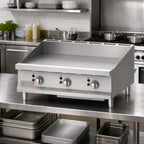 Thumbnail image #2 for Eurodib USA TG36T 36-Inch Gas Countertop Griddle, 36 x 20-Inch Smooth Steel Surface, Thermostat Controls, 90,000 BTU